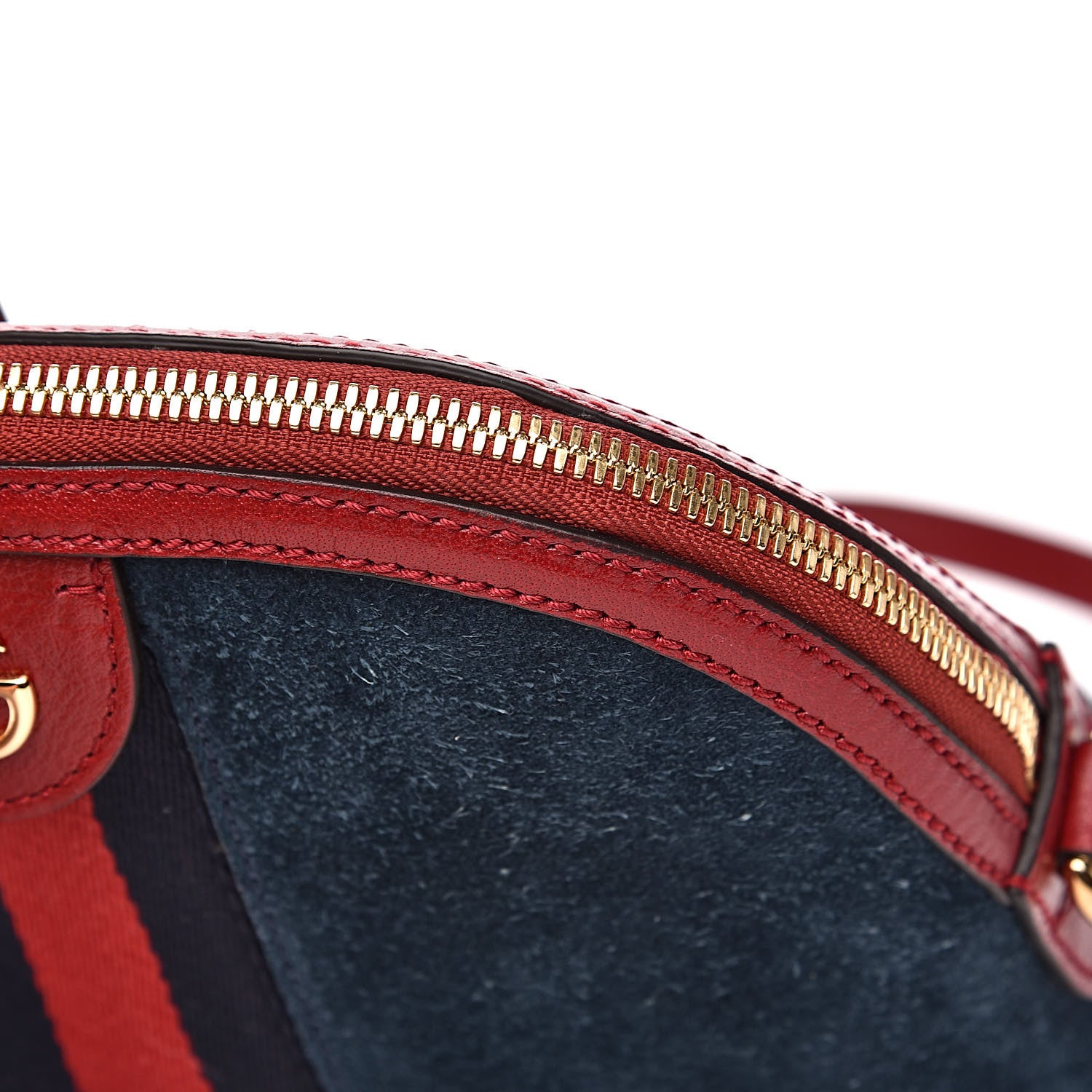Gucci Suede Calfskin Web Small Ophidia Dome Shoulder Bag New Blue Romantic Cherry 14 of 14