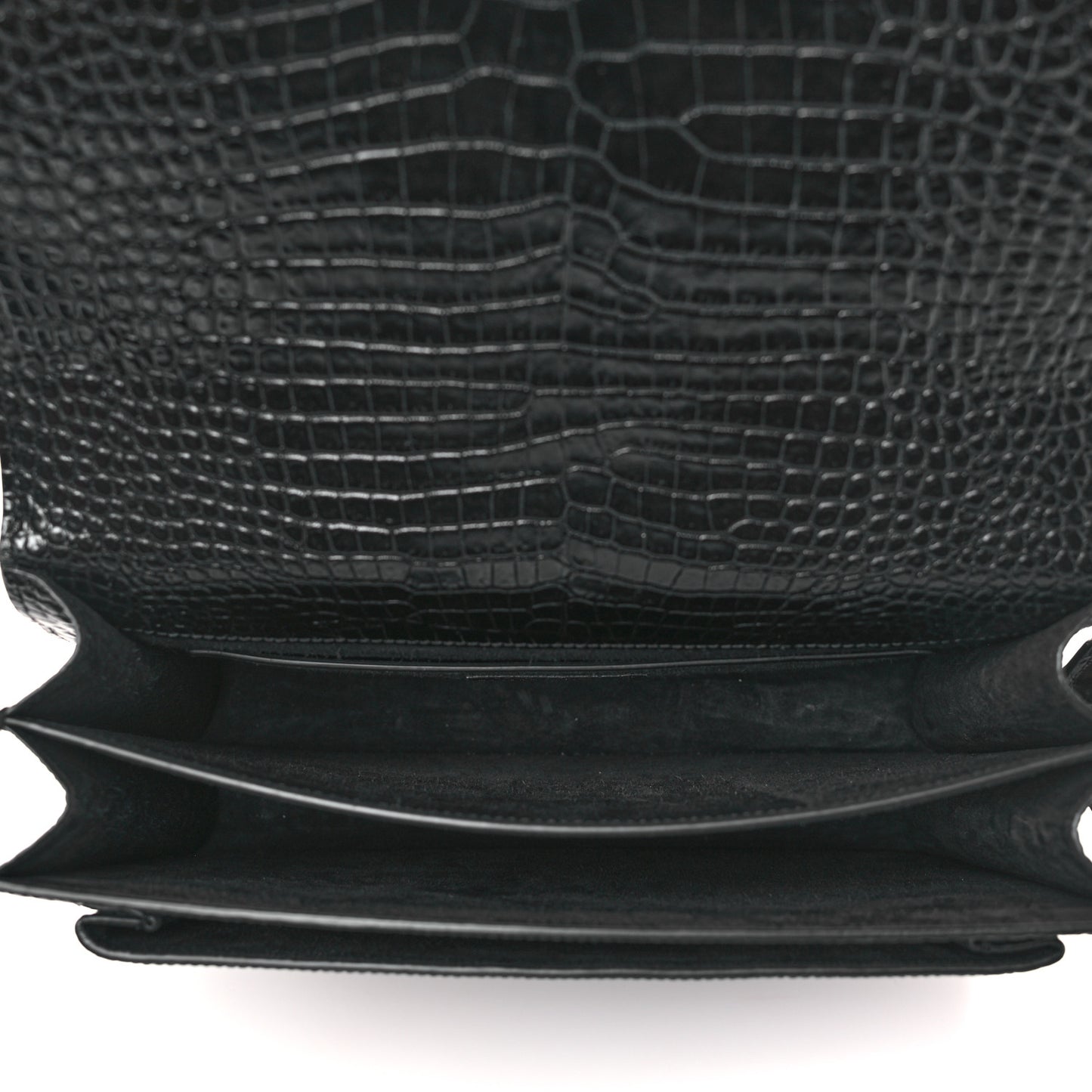 Calfskin Crocodile Embossed Large Monogram Sunset Black