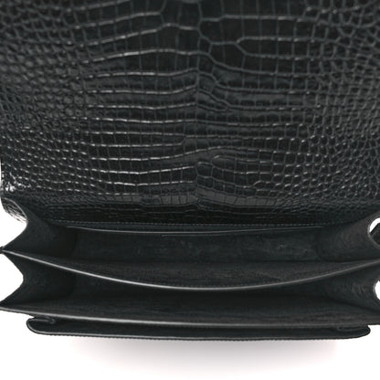 Saint Laurent Calfskin Crocodile Embossed Large Monogram Sunset Black 5 of 8