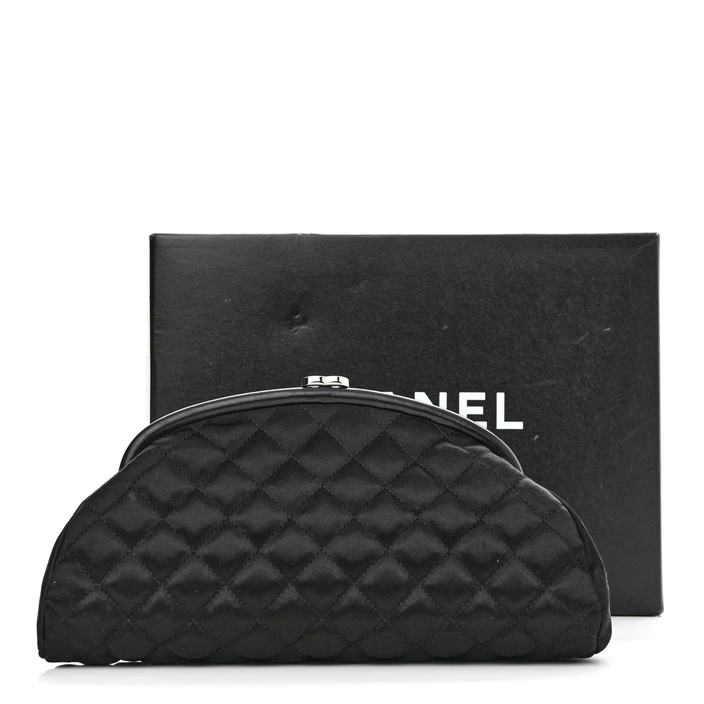 Satin Quilted Timeless Clutch Black
