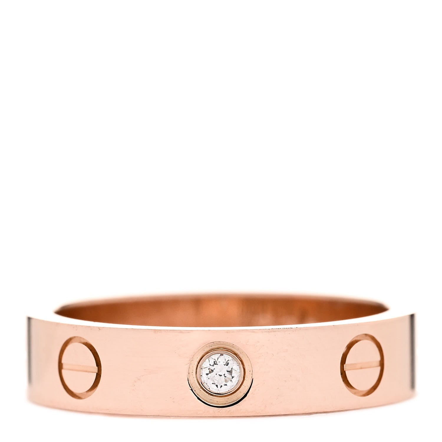 Cartier 18K Pink Gold Diamond 4mm LOVE Wedding Band Ring 49 4.75 1 of 5