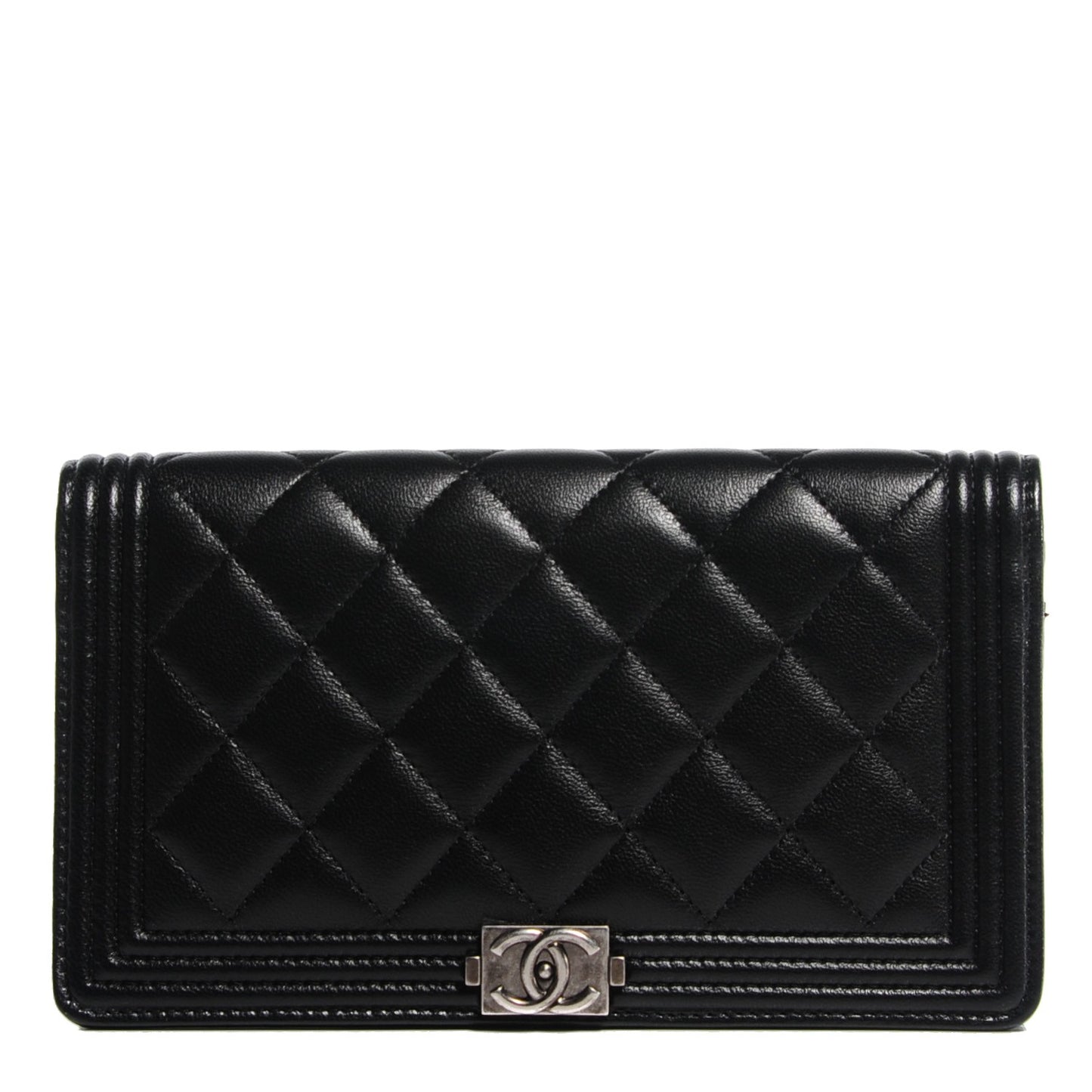 Lambskin Quilted Boy Yen Wallet Black
