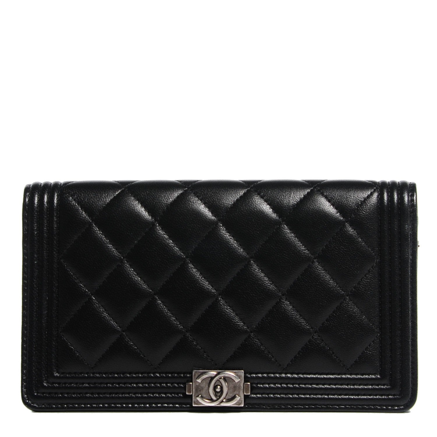 Chanel Lambskin Quilted Boy Yen Wallet Black 1 of 8