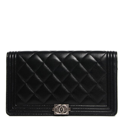Chanel Lambskin Quilted Boy Yen Wallet Black 1 of 8