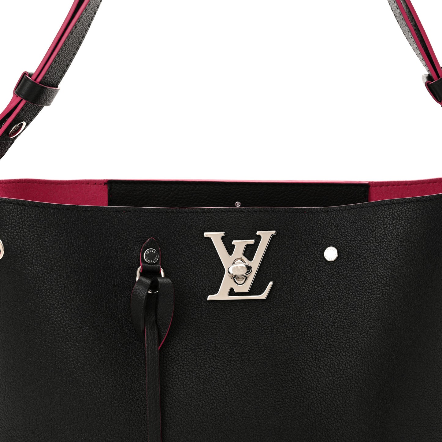 Calfskin Lockme Bucket Black