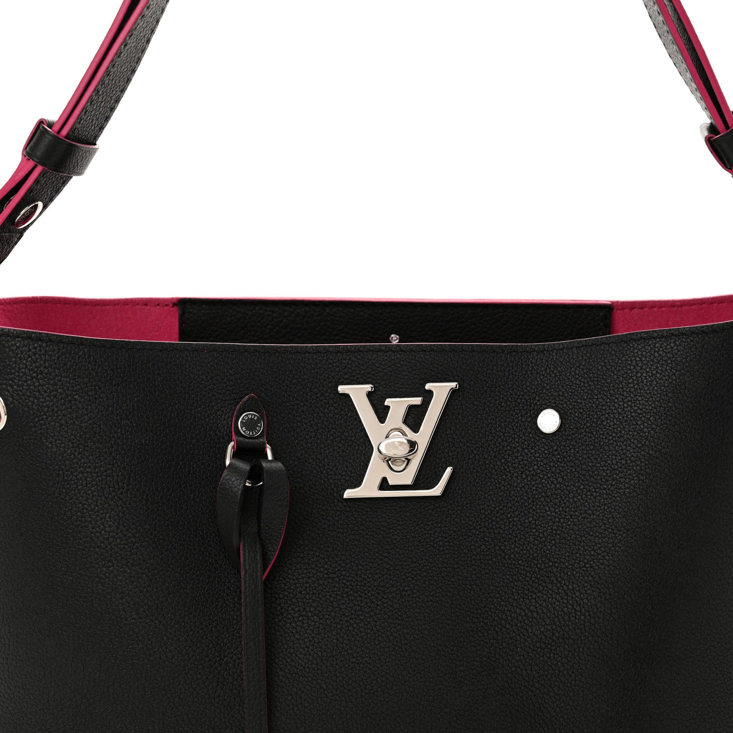 Louis Vuitton Calfskin Lockme Bucket Black 7 of 9
