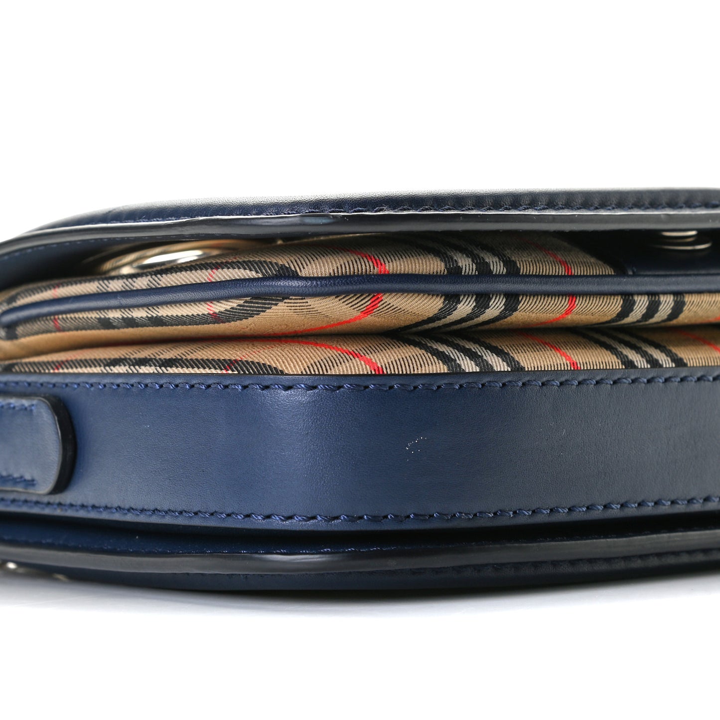Smooth Calfskin 1983 Knight Check Grommet Chain Shoulder Bag Ink Blue