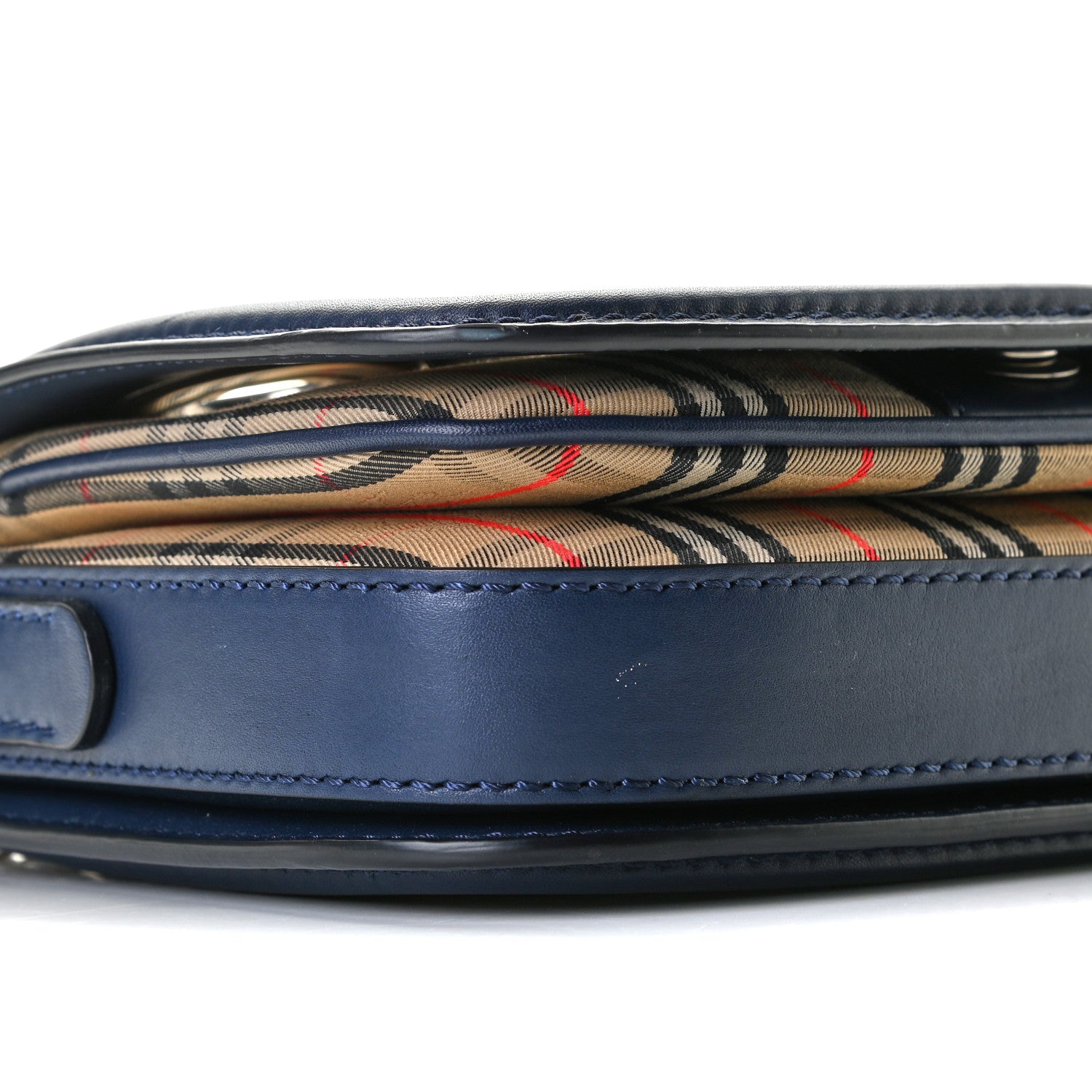 Burberry Smooth Calfskin 1983 Knight Check Grommet Chain Shoulder Bag Ink Blue 5 of 12