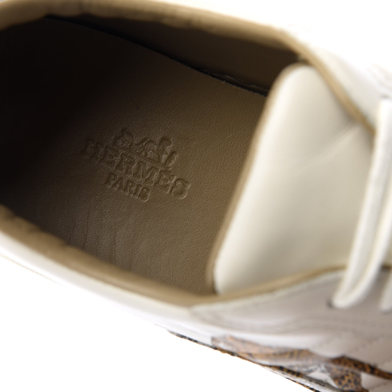 Hermes Calfskin Jungle Love Womens Quicker Sneakers 37.5 White Multicolor 9 of 10