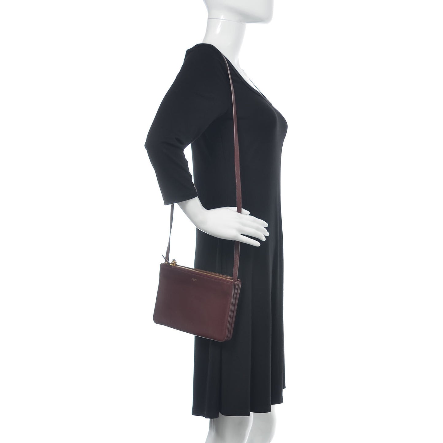 Smooth Lambskin Small Trio Crossbody Bag Burgundy