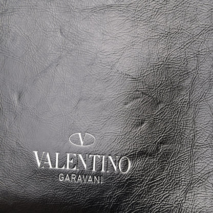 Valentino Garavani Craquele Calfskin Small Guitar Strap Rockstud Rolling Flap Pocket Shoulder Bag Black 6 of 6