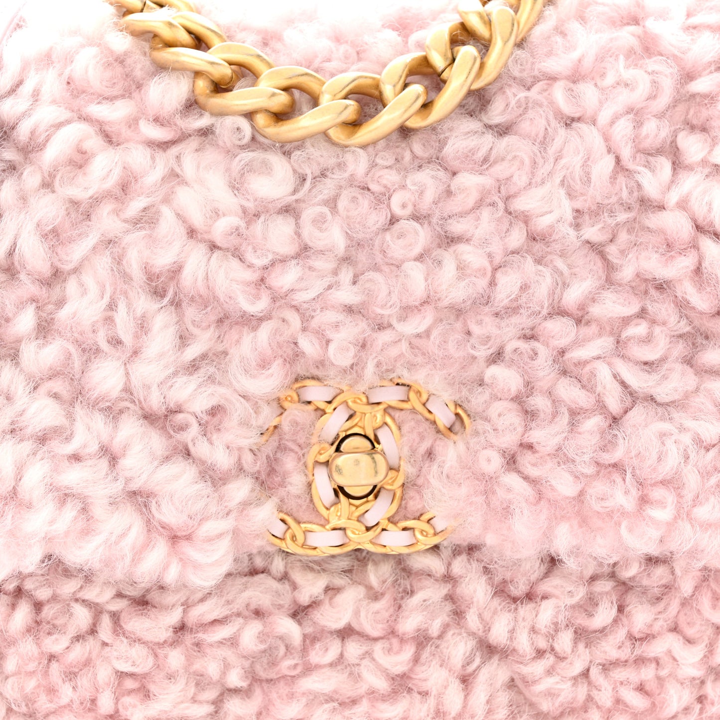 Shearling Sheepskin Medium Chanel 19 Flap Light Pink