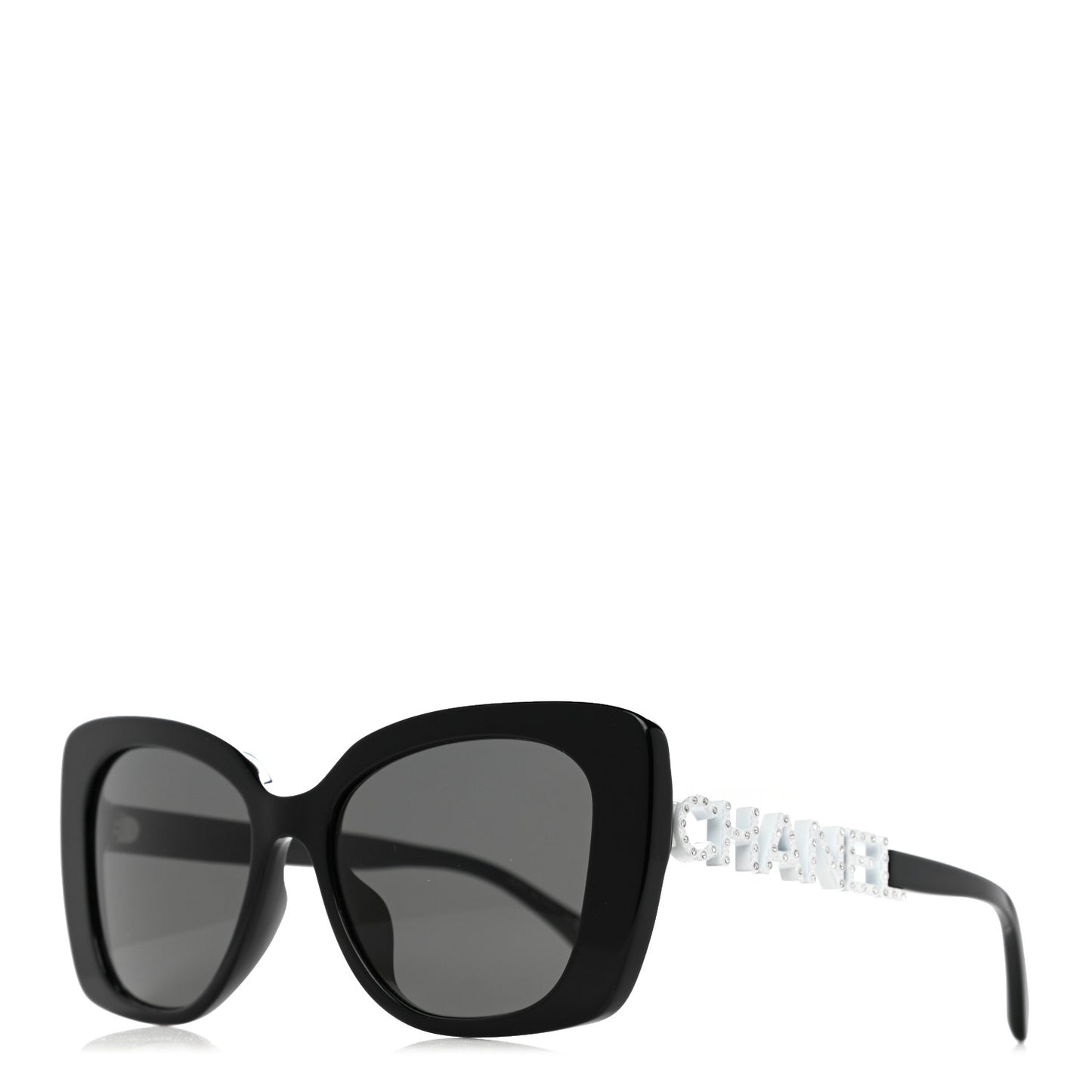 Acetate Strass Square Sunglasses 5422-B-A Black White
