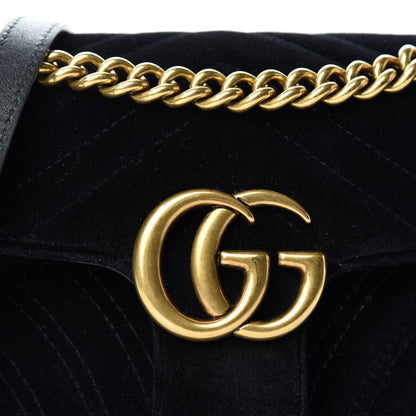 Gucci Velvet Matelasse Mini GG Marmont Shoulder Bag Black 11 of 12