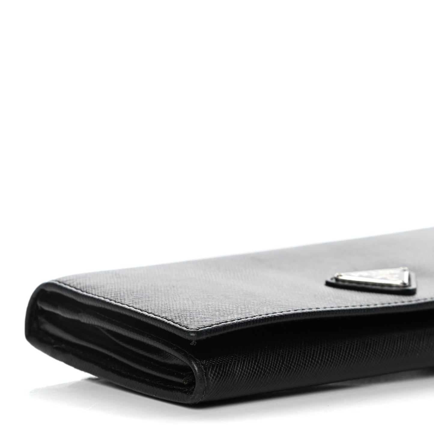 Saffiano Triangle Continental Flap Wallet Black