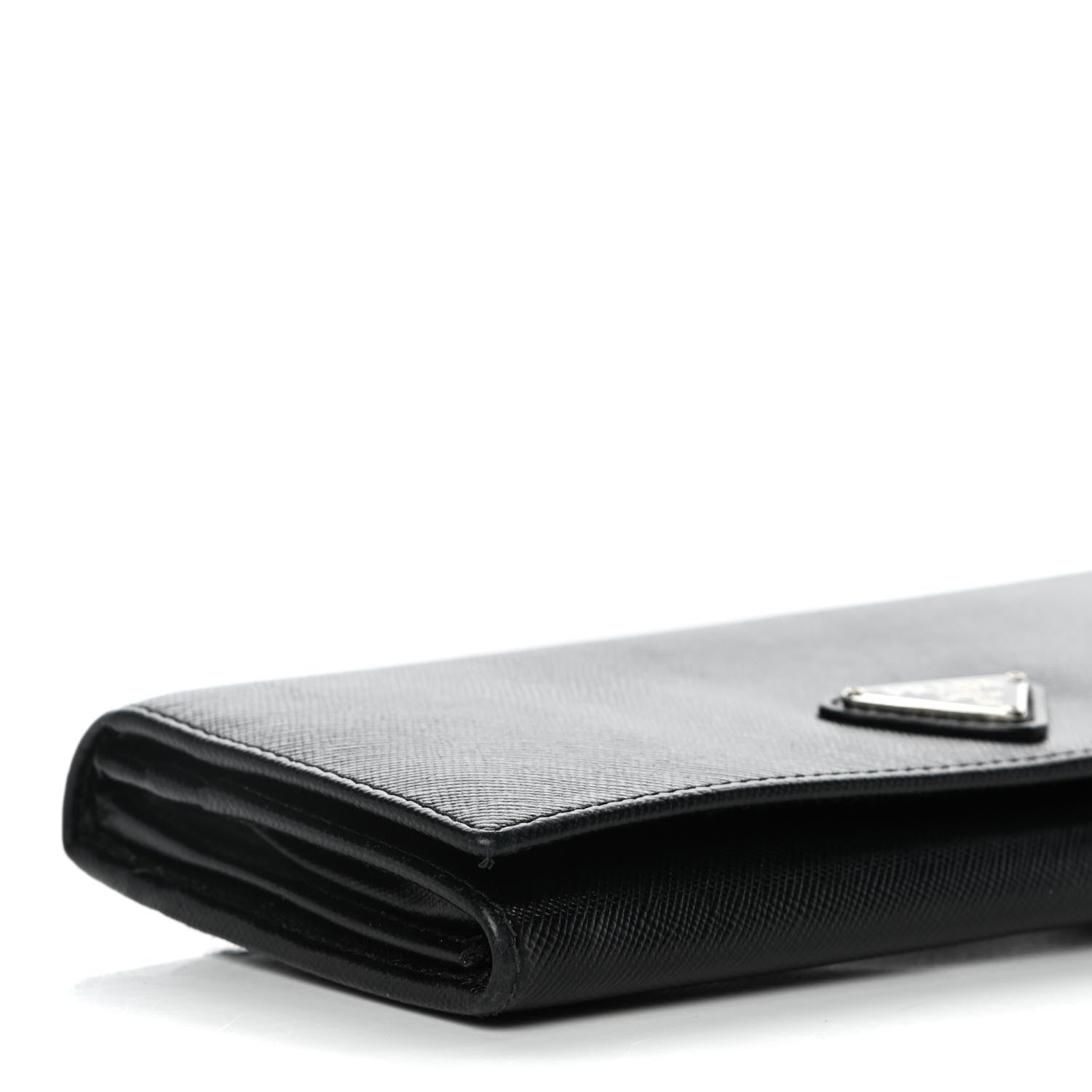 Prada Saffiano Triangle Continental Flap Wallet Black 8 of 13