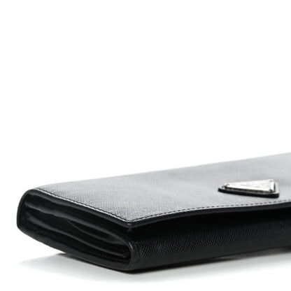Prada Saffiano Triangle Continental Flap Wallet Black 8 of 13