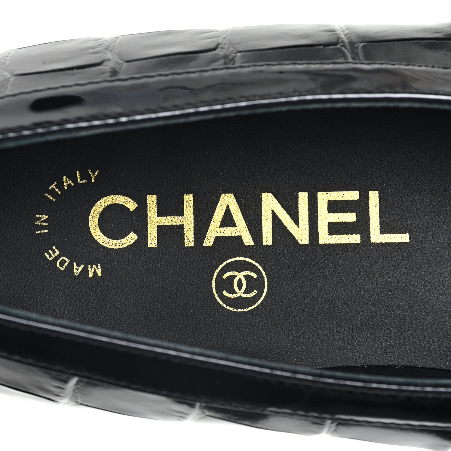 Chanel Patent Calfskin Crocodile Embossed Ballet Flats 36 Black 8 of 10