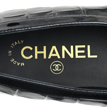 Chanel Patent Calfskin Crocodile Embossed Ballet Flats 36 Black 8 of 10