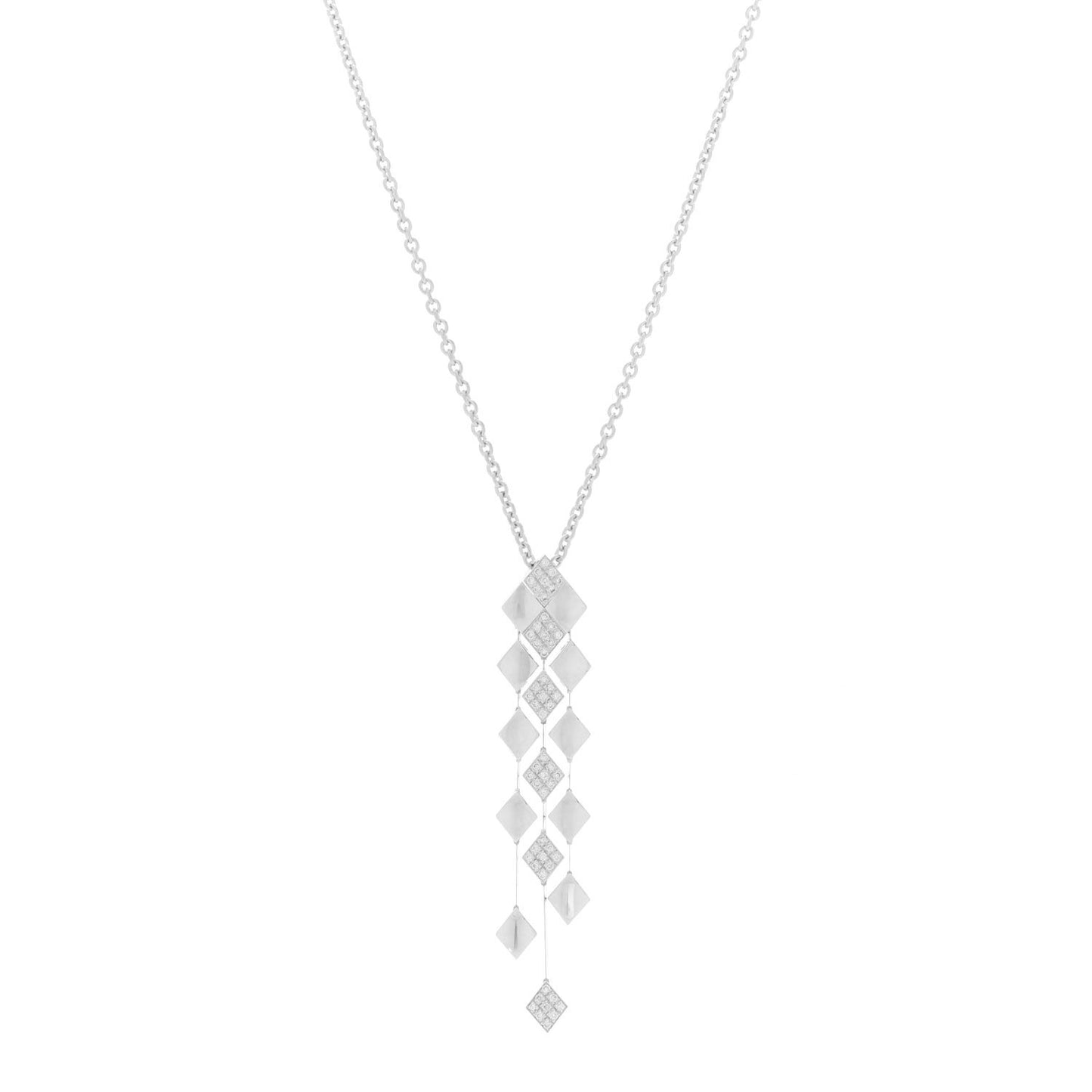 18K White Gold Diamond Matelasse Necklace