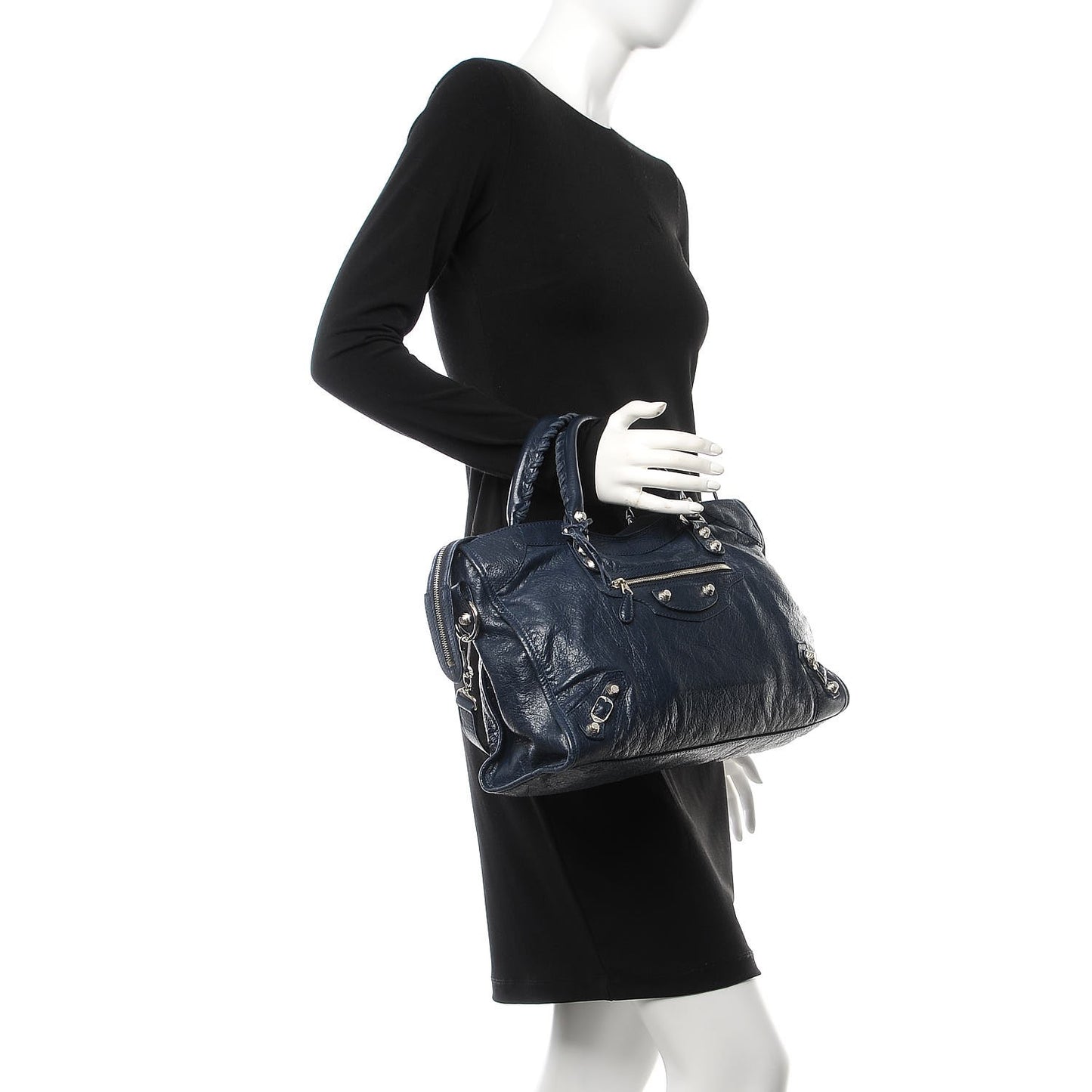 Agneau Giant 12 Silver Hardware City Bleu Obscur