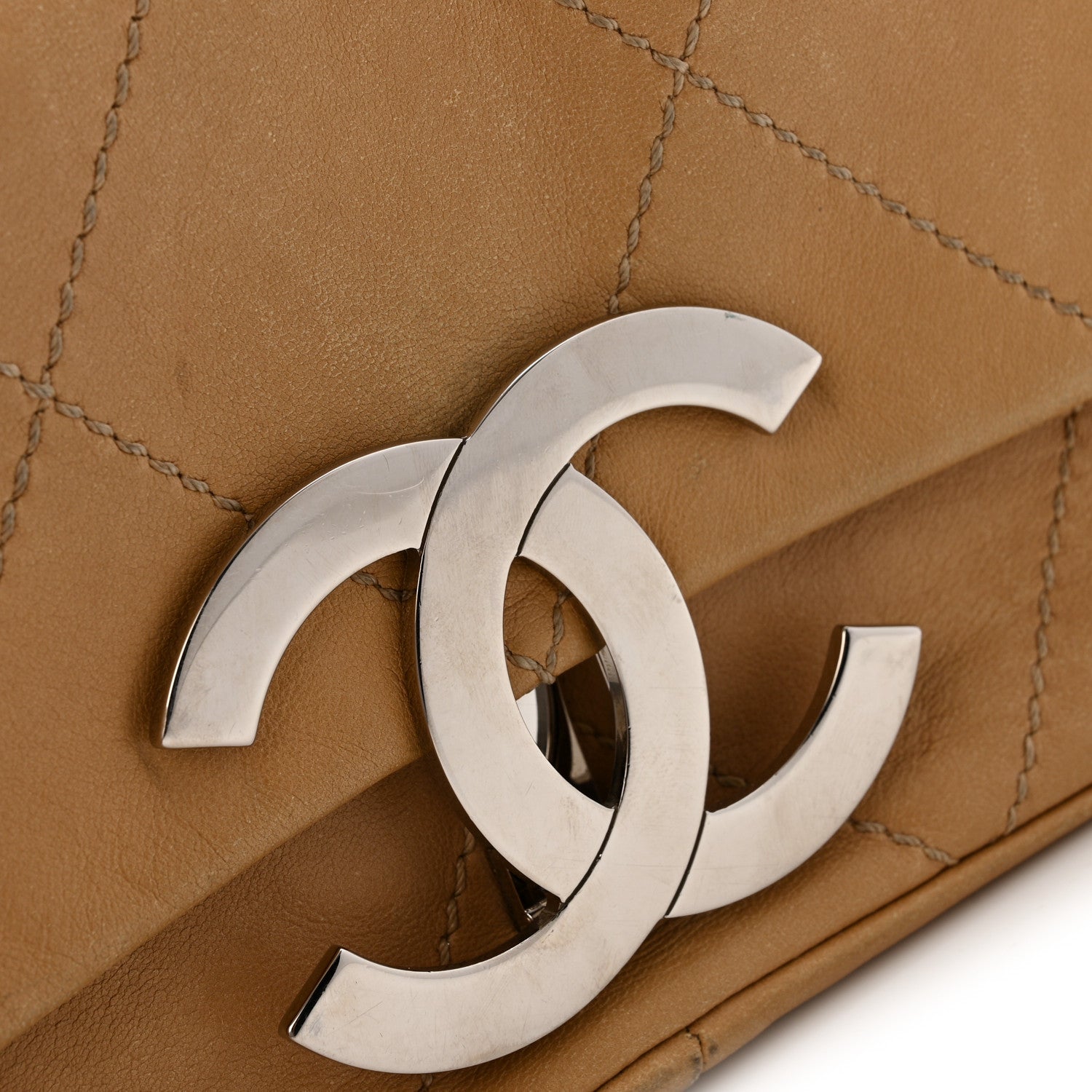 Chanel Lambskin Diamond Stitched CC CC East West Flap Beige 12 of 14