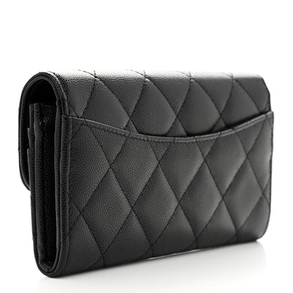 Chanel Caviar Quilted Medium Gusset Flap Wallet Black 3 of 8