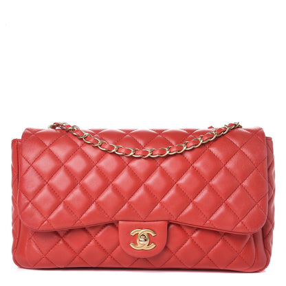 Chanel Lambskin Quilted Large Now and Forever Flap Red 1 of 13