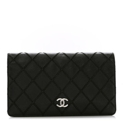 Chanel Distressed Caviar Stitched Yen Wallet Black 1 of 10