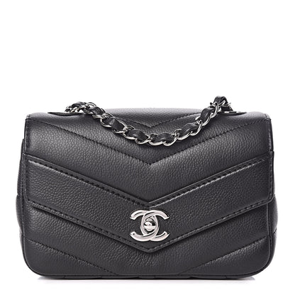 Chanel Caviar Chevron Quilted Small Single Flap Black 1 of 11