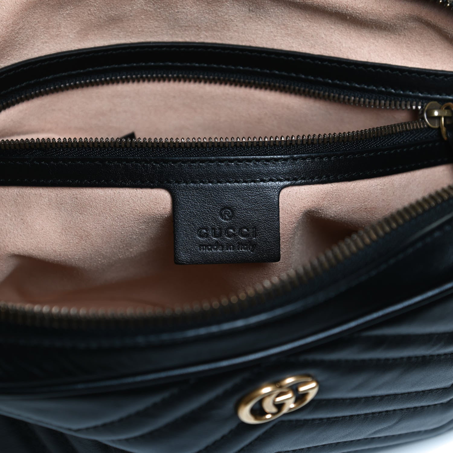 Gucci Calfskin Matelasse Mens GG Marmont Belt Bag 80 32 Black 5 of 12