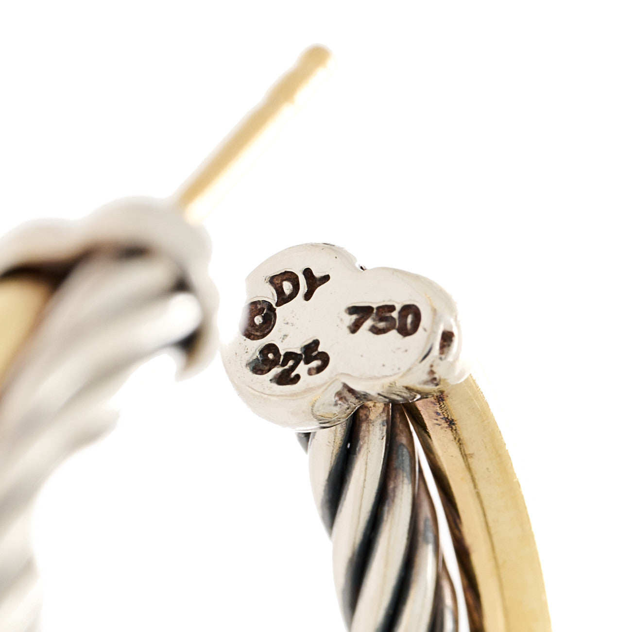Sterling Silver 18K Yellow Gold 31mm Crossover Cable Hoop Earrings