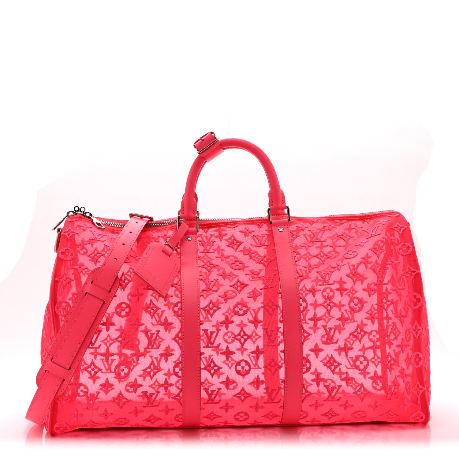 Louis Vuitton Monogram Fluo See Through Keepall Bandouliere 50 Rose 1 of 9