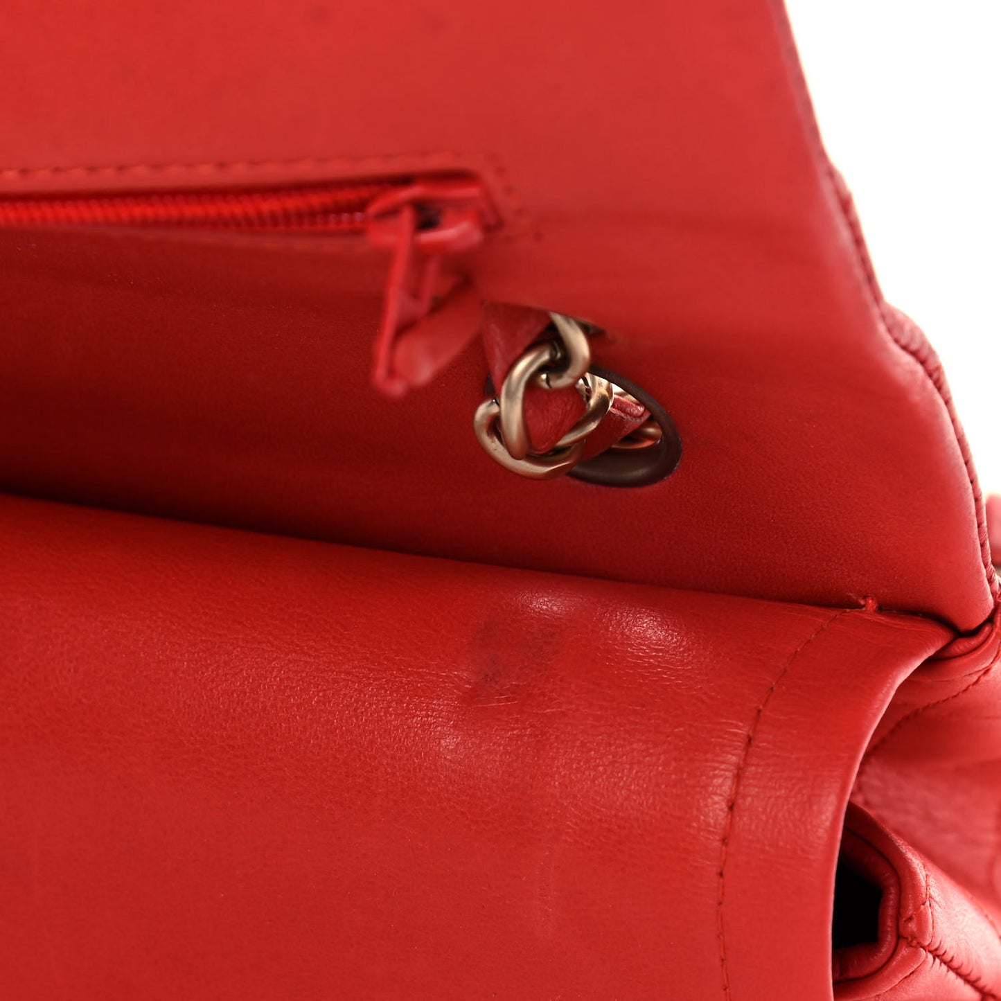 Lambskin Quilted Medium Double Flap Red