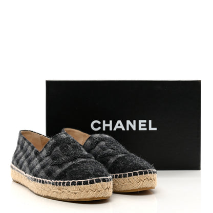 Chanel Flannel CC Espadrilles 38 Dark Grey Black 9 of 9