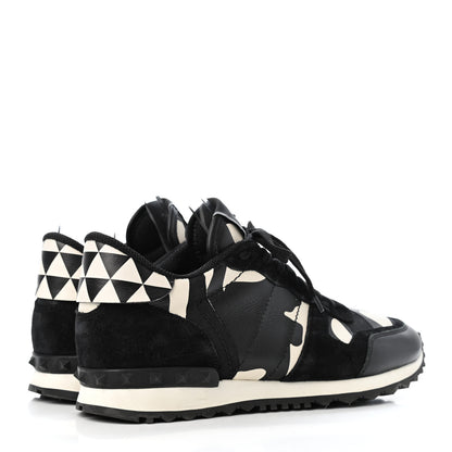Valentino Garavani Calfskin Suede Camouflage Mens Rockrunner Sneakers 42 Black White 3 of 4