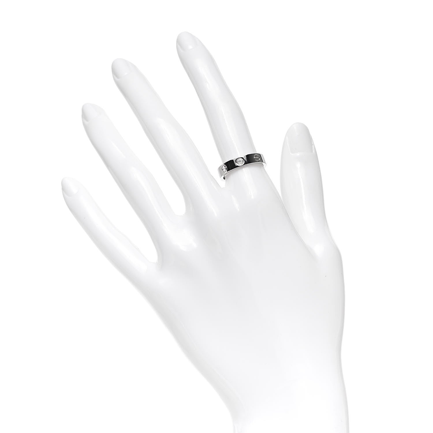 Cartier 18K White Gold Diamond 4mm LOVE Wedding Band Ring 51 5.75 2 of 4