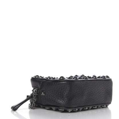 Valentino Garavani Calfskin Small Rockstud Rolling Chain Camera Crossbody Bag Black 3 of 8