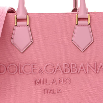 Dolce & Gabbana Canvas Embroidered Logo Shopper Tote Pink 7 of 11