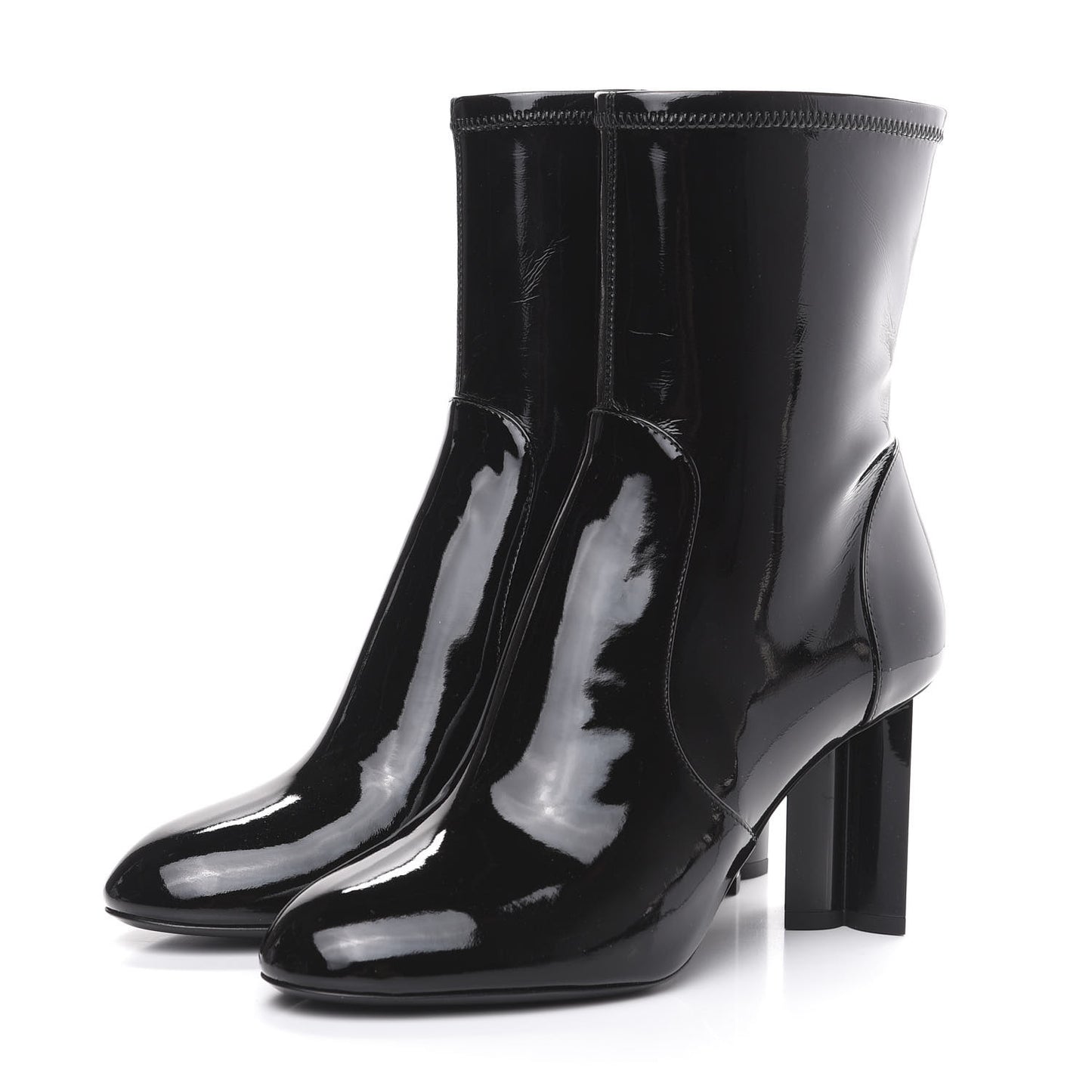 Patent Silhouette Ankle Boots 38 Black