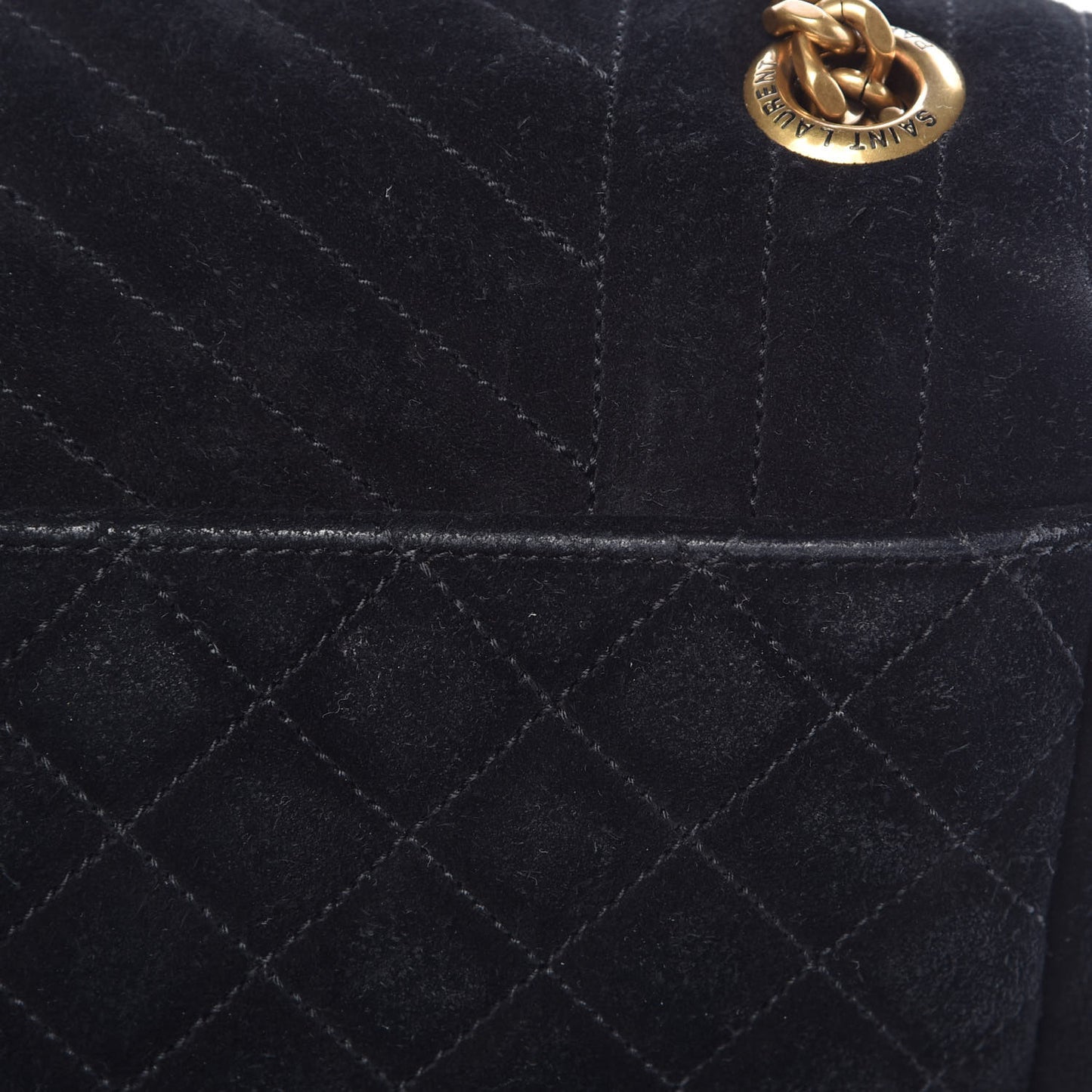 Suede Mixed Matelasse Triquilt Large Monogram Envelope Satchel Black