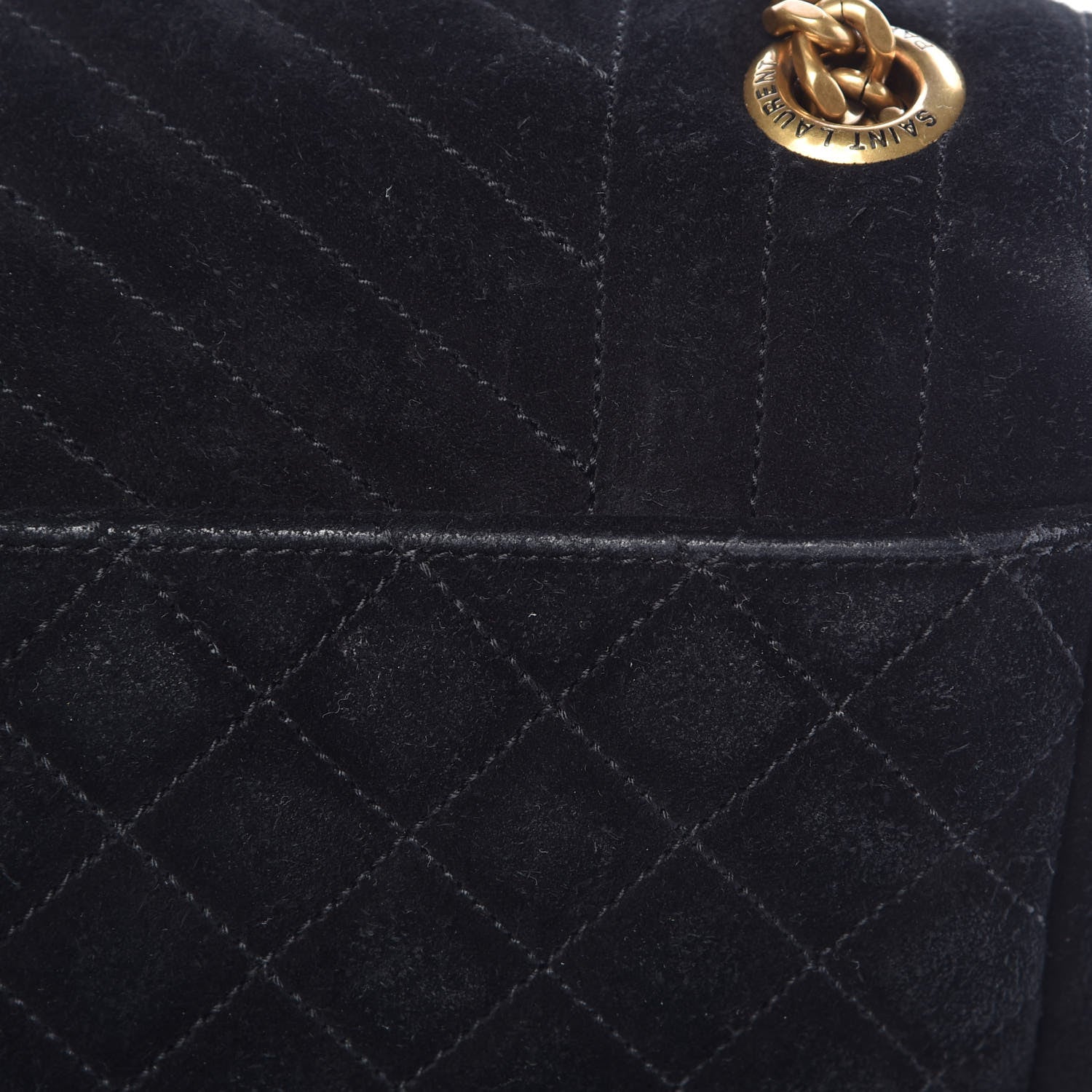 Saint Laurent Suede Mixed Matelasse Triquilt Large Monogram Envelope Satchel Black 19 of 19