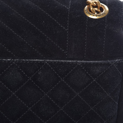 Saint Laurent Suede Mixed Matelasse Triquilt Large Monogram Envelope Satchel Black 19 of 19