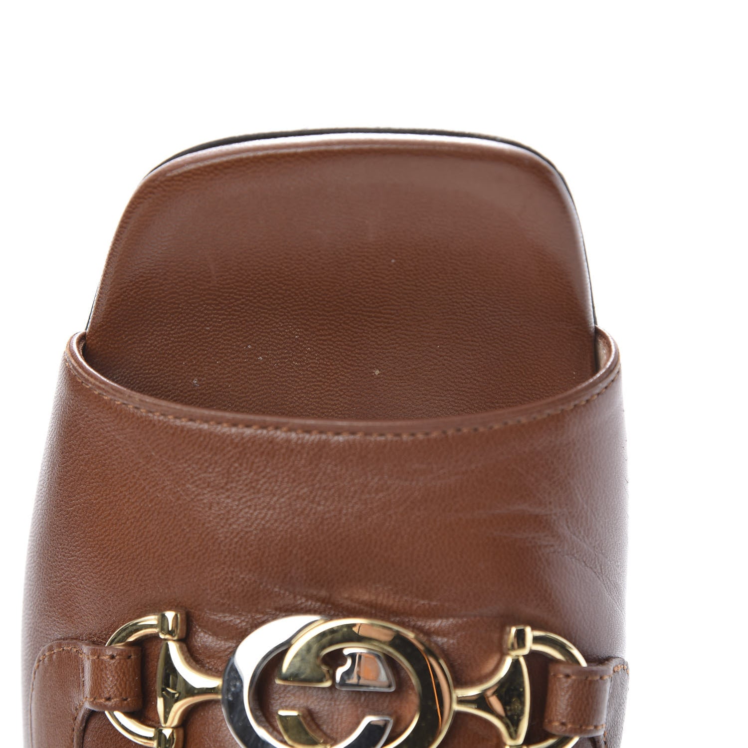 Gucci Malaga Kid Zumi Mid Heel Slide Sandals 39 Brown Papaya 12 of 14