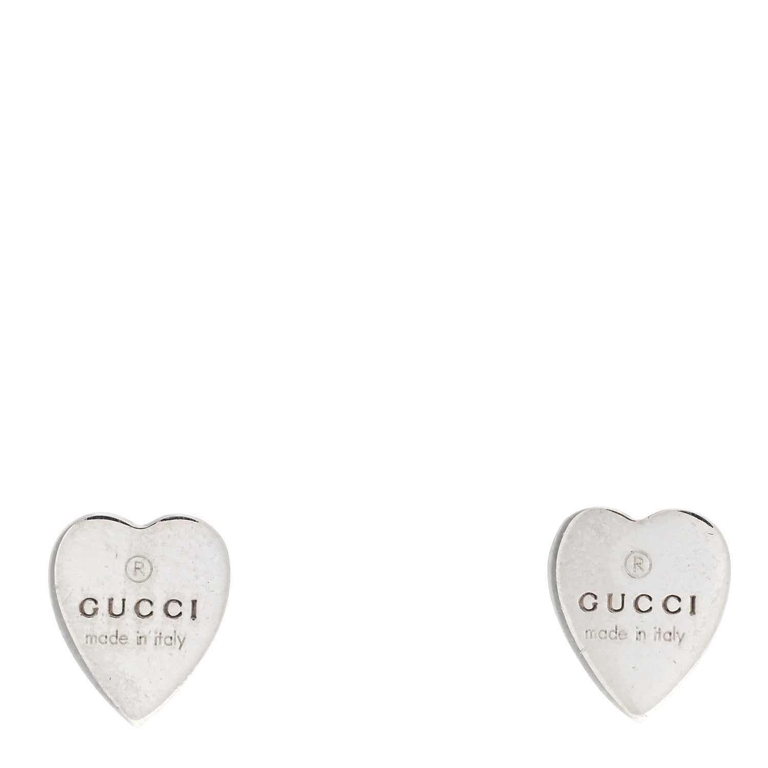 Gucci Sterling Silver Trademark Heart Stud Earrings 1 of 4