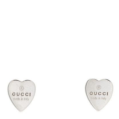 Gucci Sterling Silver Trademark Heart Stud Earrings 1 of 4
