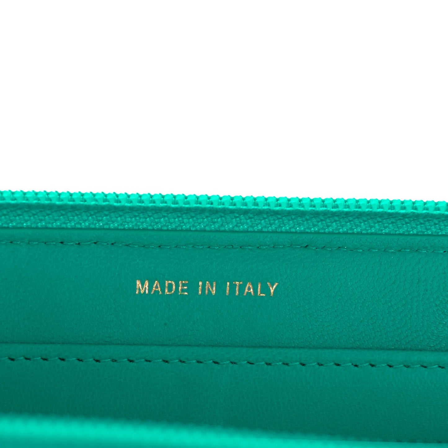 Lambskin Quilted Boy Zip Wallet Green