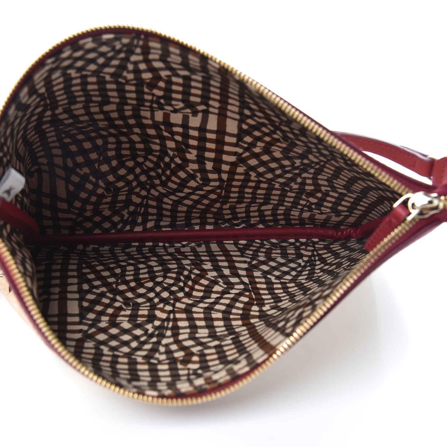 MCM Visetos Liz Shopper Tote Pouch Beige Ruby Red 5 of 6