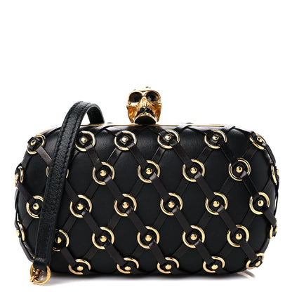 Alexander McQueen Calfskin Studded Skull Box Clutch Black 1 of 10