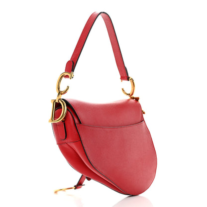 Christian Dior Grained Calfskin Saddle Bag Red 2 of 15